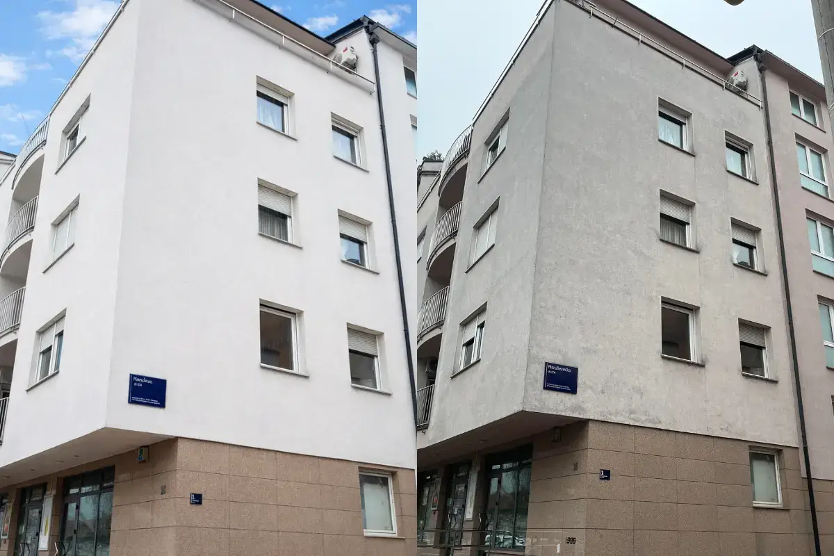 Prikaz fasade nakon pranja, kako oprati fasadu na kući