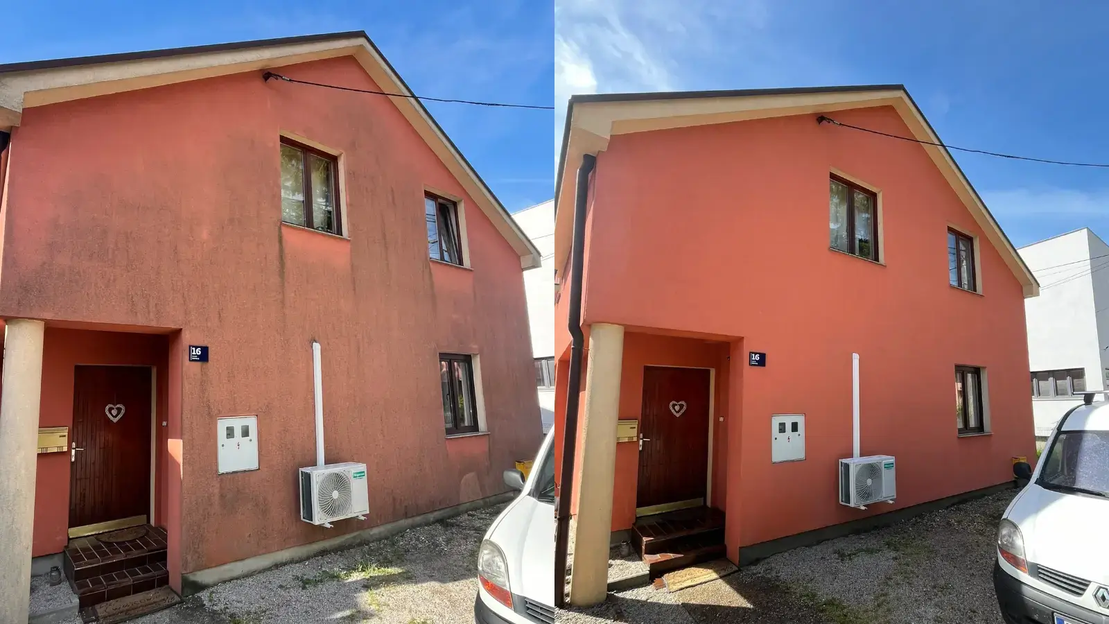 Fasada s algama prije i nakon uklanjanja